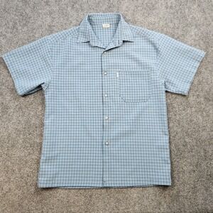 Vintage CalTop Shirt Mens Large Blue‎ Check Plaid Lowrider OG Chicano 90s